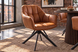 Swivel chair PAPILLON 180° rotatable w/ armrests leather cognac