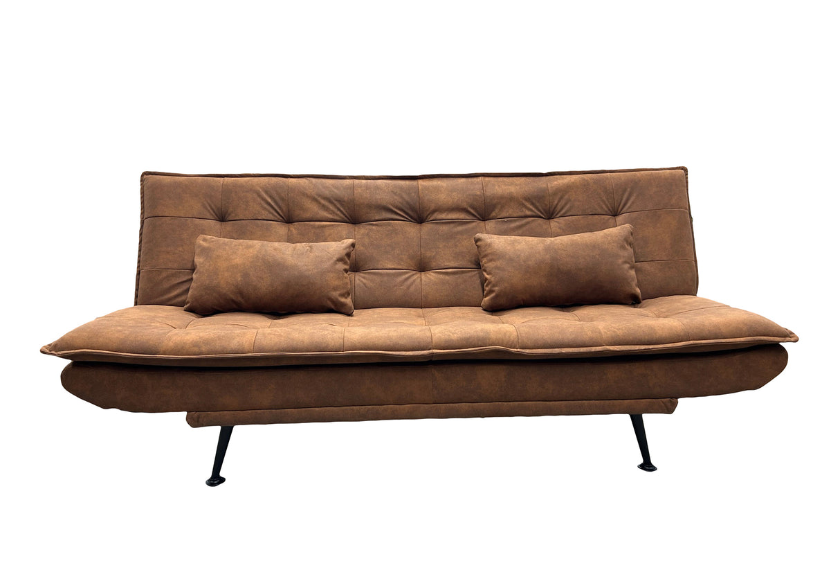 Sofa bed JAZZ 195cm 3-seater microfibre brown