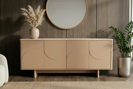 Sideboard SAVOY 180cm 3D natural w/ travertine marble ceramic top