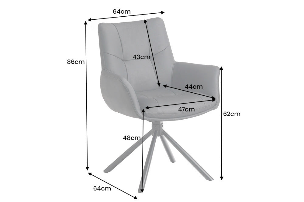 Swivel chair SIGNATURE 360° w/ armrests spring core leather black rotatable