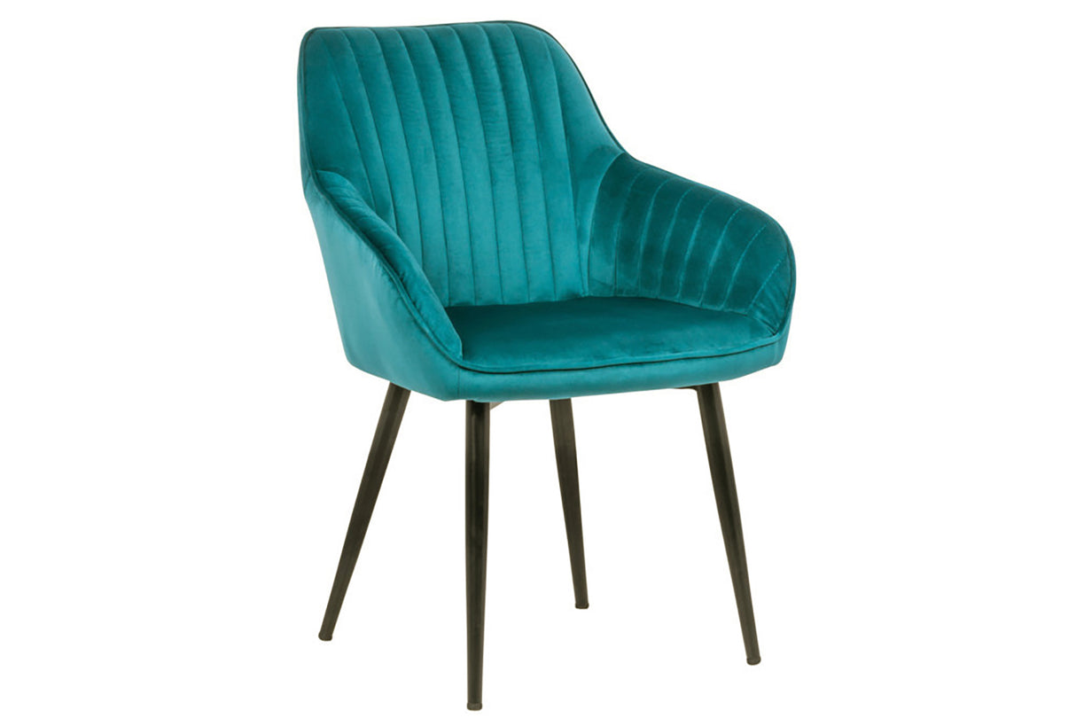 Chair TURIN with armrests velvet turquoise