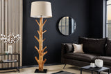 Floor lamp TREE NATURE 175cm mangosteen wood linen shade