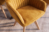 Swivel chair LIVORNO 180° auto-return w/armrests velvet mustard yellow