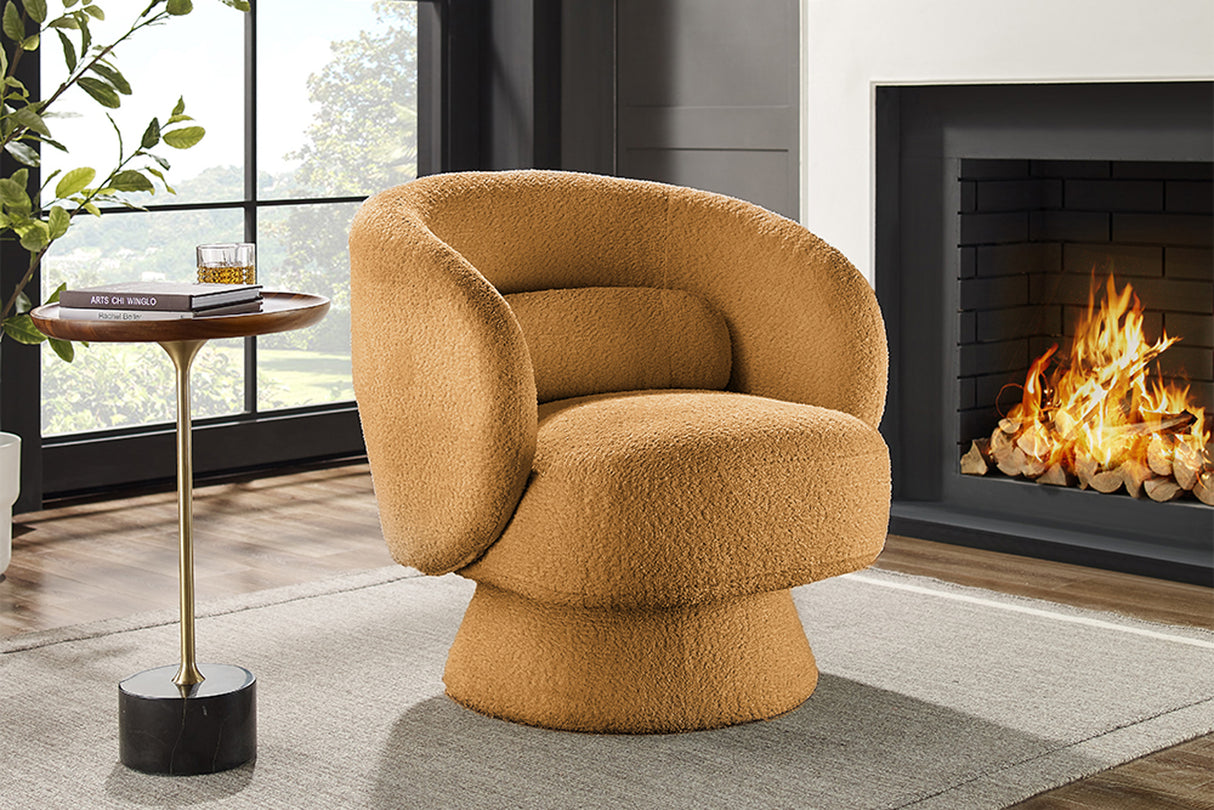 Sessel BOSSA NOVA 360° drehbar Bouclé senfgelb