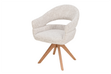 Swivel chair ORGANIKO 180° auto-return w/ armrests chenille fabric beige natural