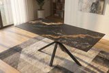 Dining table GALAXIE 180cm w/ star frame aurora oro ceramic black gold sand