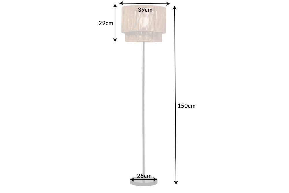 B-Stehleuchte PURE NATURE 150cm in weißem Papierrattan