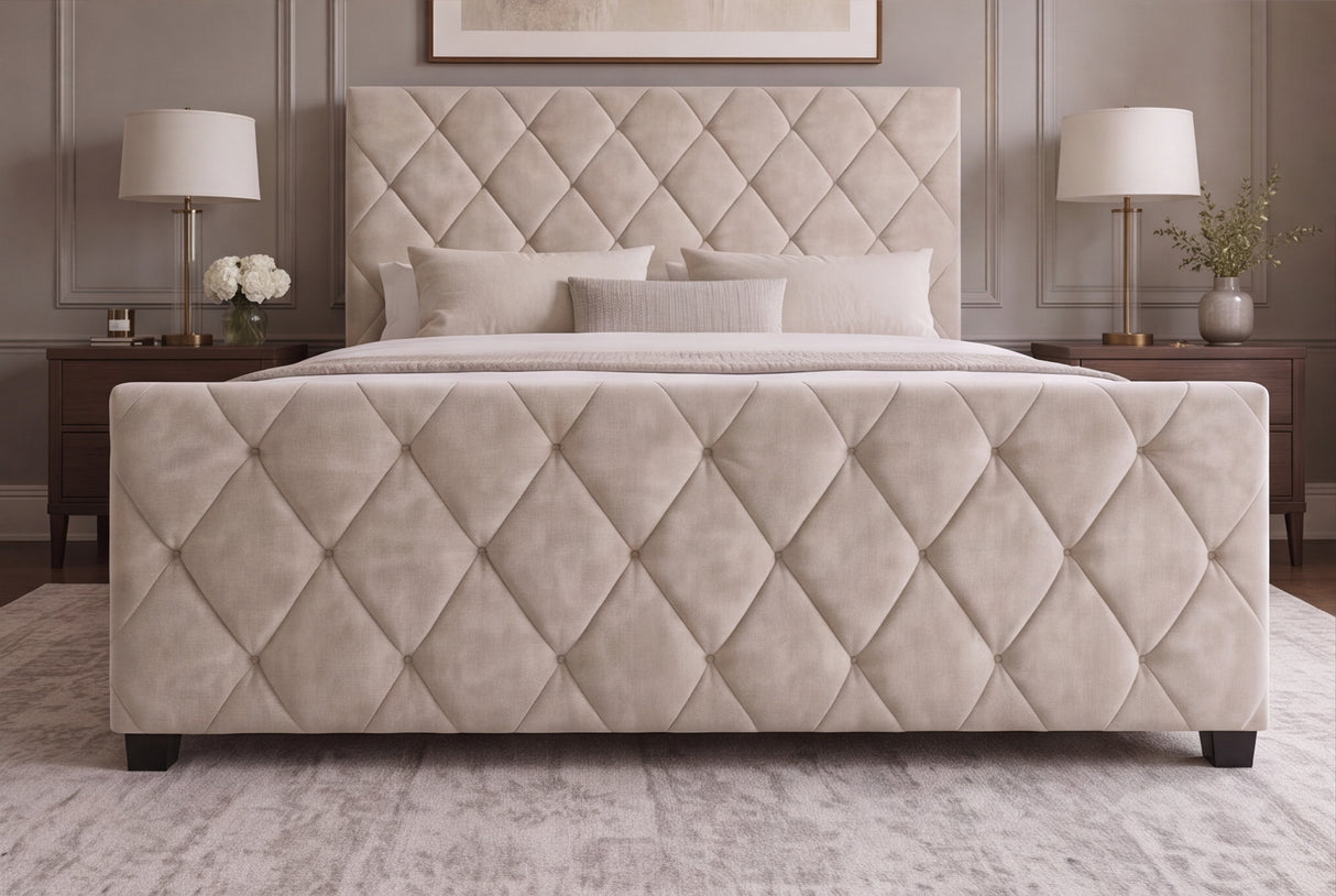 Bett ELYSIUM 160x200cm mit Stauraum Samt champagner