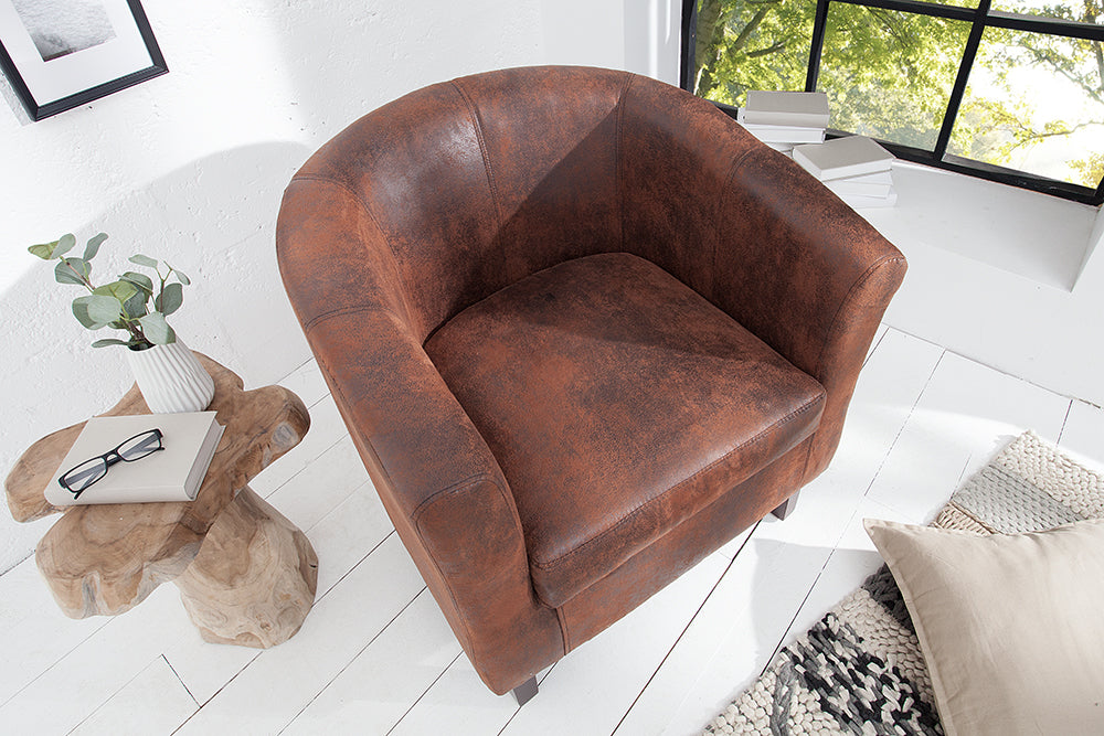 Armchair HEMINGWAY microfibre whisky brown