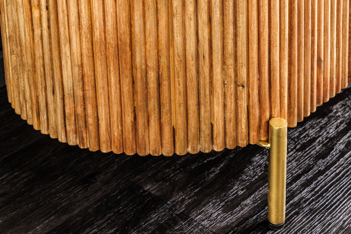 Sideboard TRES CHIC 105cm Mangoholz natur mit weißer Marmorplatte und goldenen Griffen