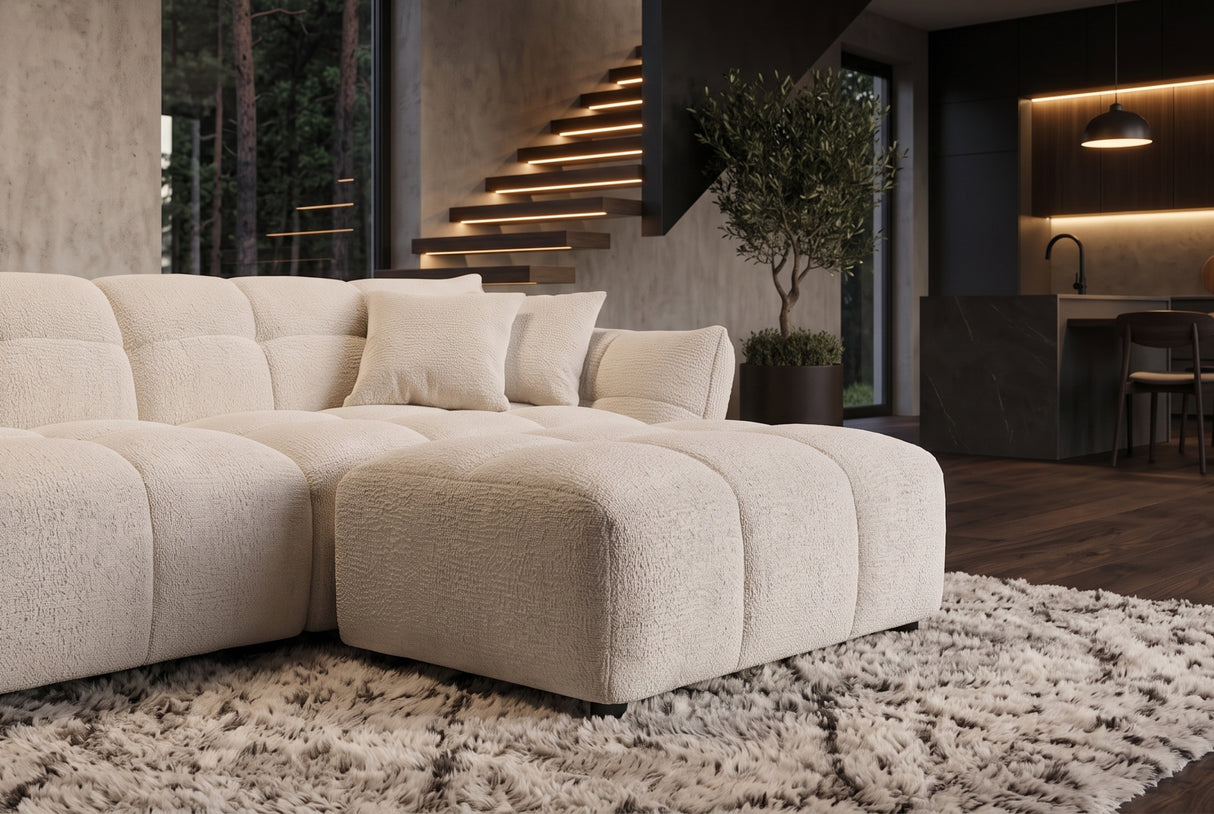 Hocker CLOUD 100cm Bouclé-Tweed beige