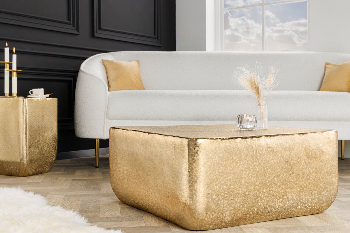 Coffee table UNIT 70cm hammer stroke effect gold