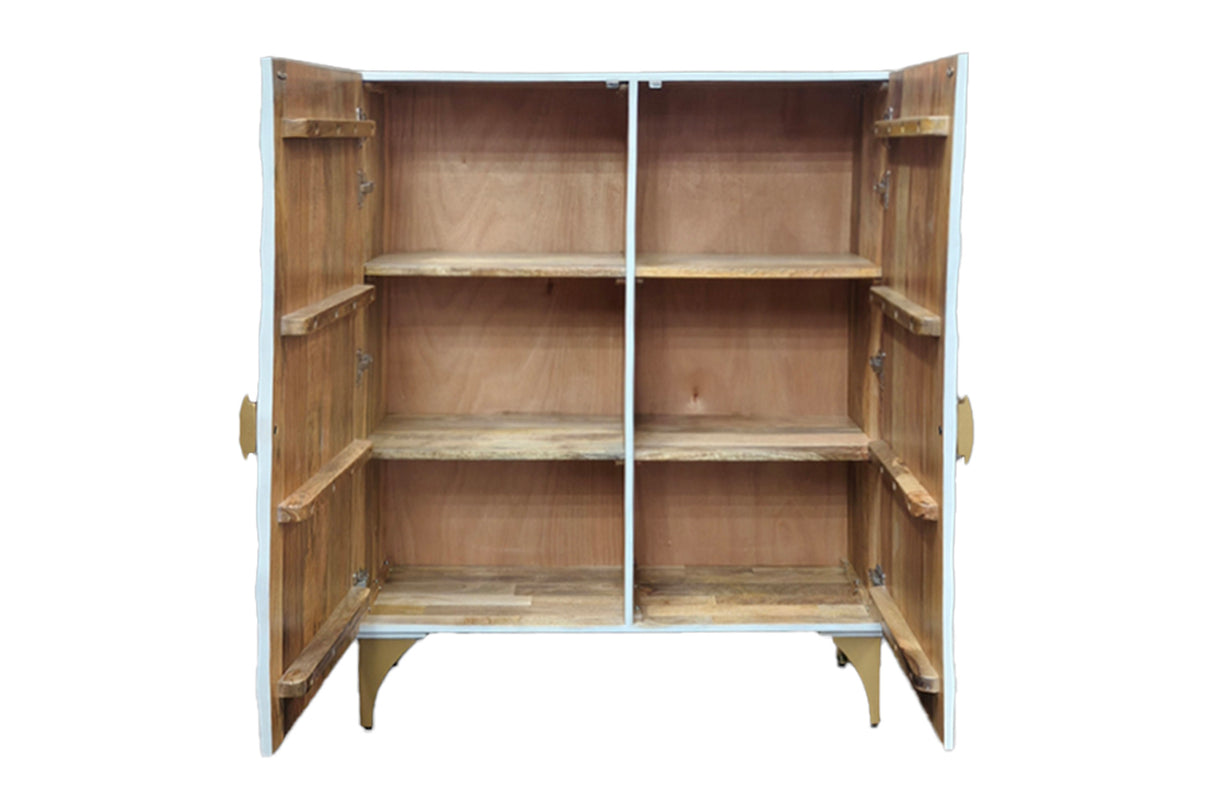 Highboard GOLDEN SUNSET 120cm 3D mango wood white gold handmade