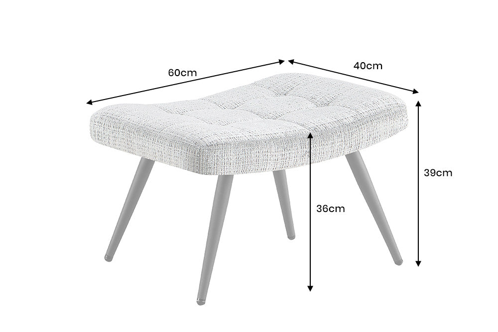 Hocker SCANDINAVIA mit schwarzen Metallbeinen Chenille-Stoff Champagner