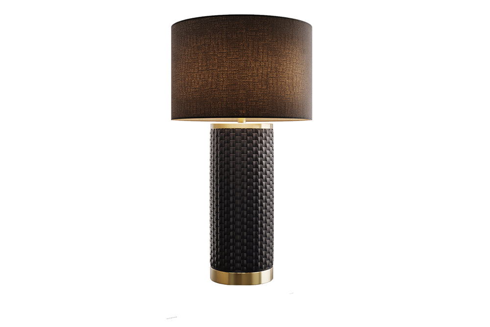 Tischleuchte ELEGANCIA 70cm schwarz Lampenschirm Keramik schwarz golden