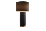 Tischleuchte ELEGANCIA 70cm schwarz Lampenschirm Keramik schwarz golden