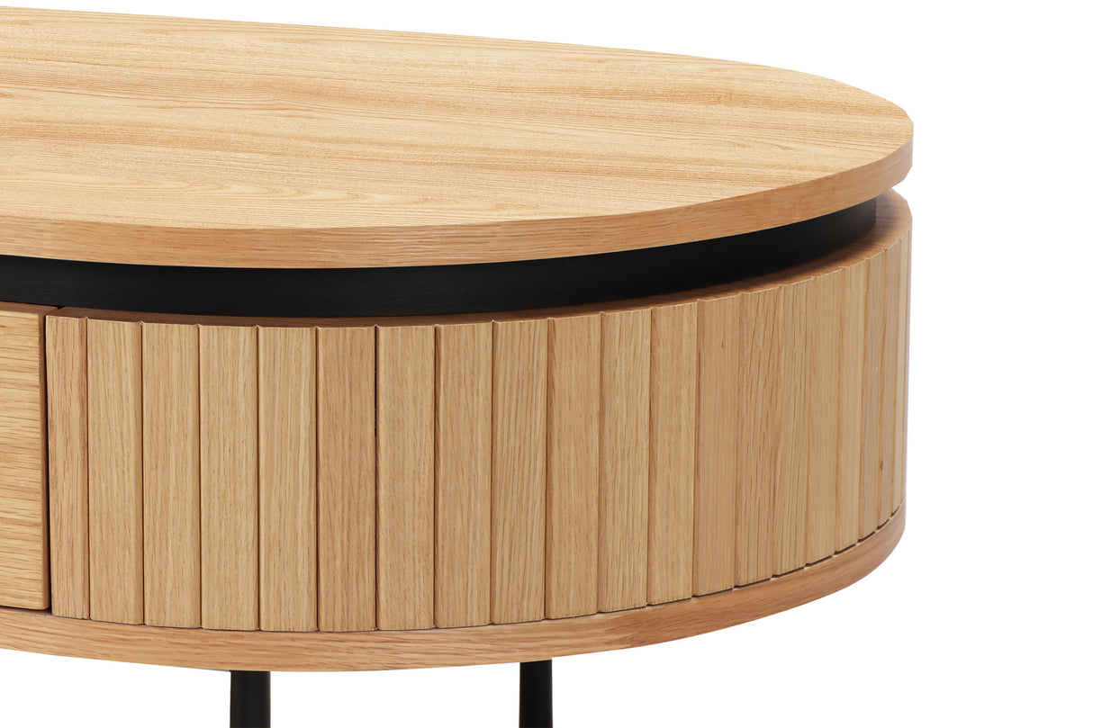 Coffee table ATELIER 120cm natural oak wood look w/ black legs