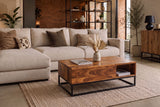 Coffee table MAKASSAR FUNCTION 110cm height adjustable sheesham natural