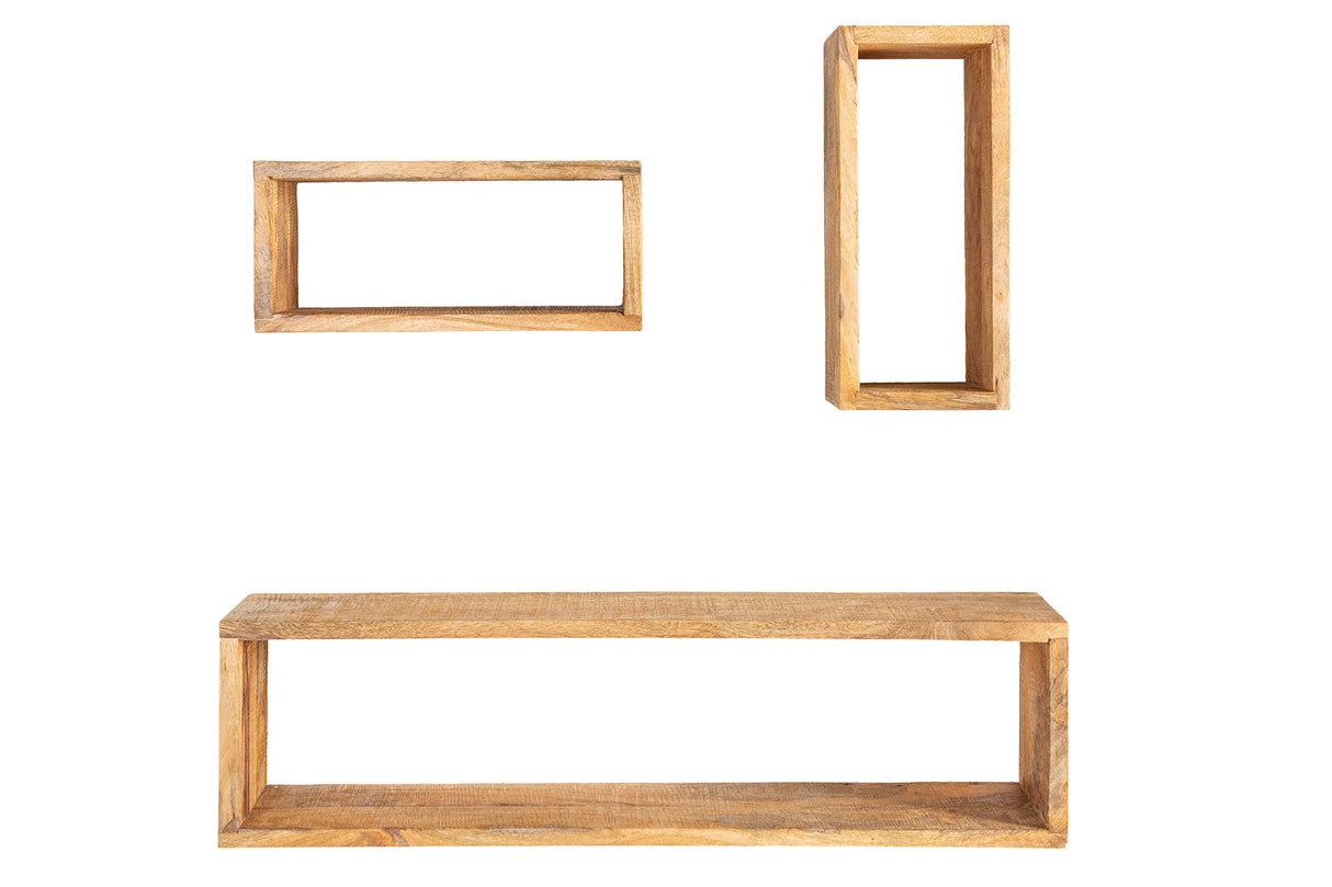 Wall shelf HEMINGWAY 43-94cm set of 3 mango natural