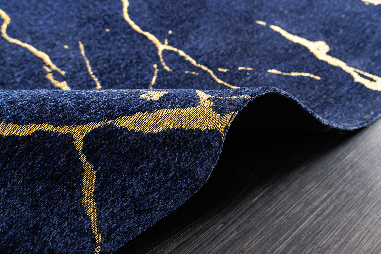 Teppich MARMOR 160x240cm royalblau gold