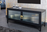 Vitrine AMSTERDAM 90cm Riffelglas schwarz