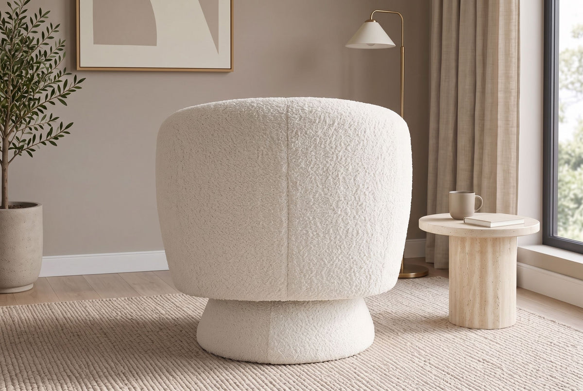 Sessel BOSSA NOVA 360° drehbar Bouclé weiß