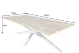 Esstisch BARRACUDA 220cm 40mm Teakholz ohne Hartglasplatte