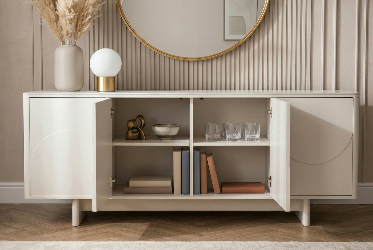 Sideboard SAVOY 180 cm 3D mit weißer Marmorkeramikplatte