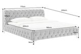 Bett MODERN BAROCK 160x200cm Samt grau im Chesterfield Stil im Barockstil