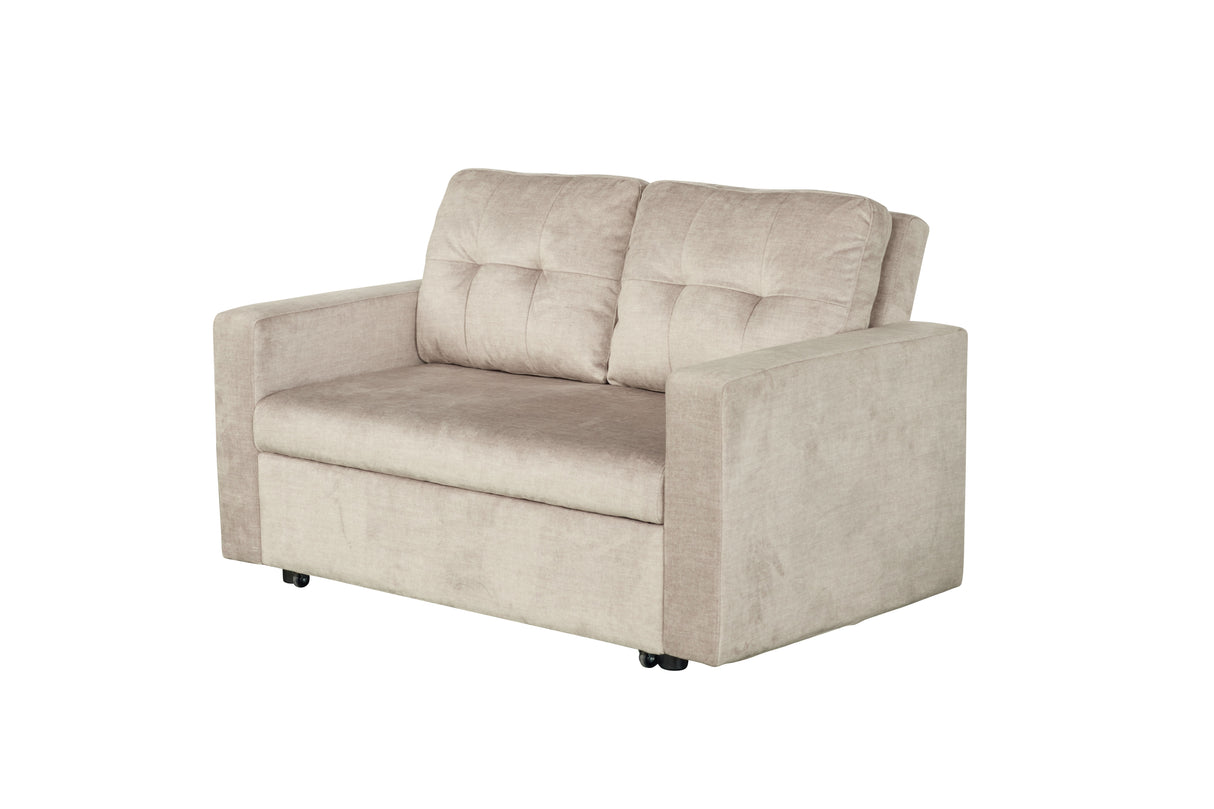 Sofa bed SMART 140cm 2-seater velvet champagne beige
