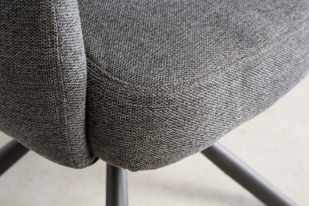 Swivel chair BIG GEORGE 360° with armrests textured fabric dark grey