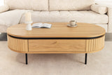 Coffee table ATELIER 120cm natural oak wood look w/ black legs