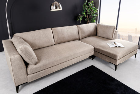Ecksofa SIGNUM 315cm 3-Sitzer mit Ottomane rechts Samt taupe