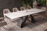 Dining table INFINITY 180-220-260cm extendable ceramic marble look white