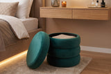 Stool VOGUE 40cm round upholstered w/ storage space velvet green