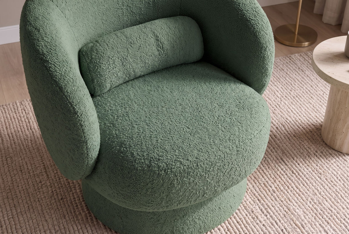 Armchair BOSSA NOVA 360° rotatable bouclé green