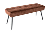 Bench BOUTIQUE 100cm button tufted look velvet rust brown w/ black metal legs