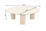Couchtisch ORGANIKO 110cm Keramik-Optik Natur mit Eichenholz-Optik Gestell