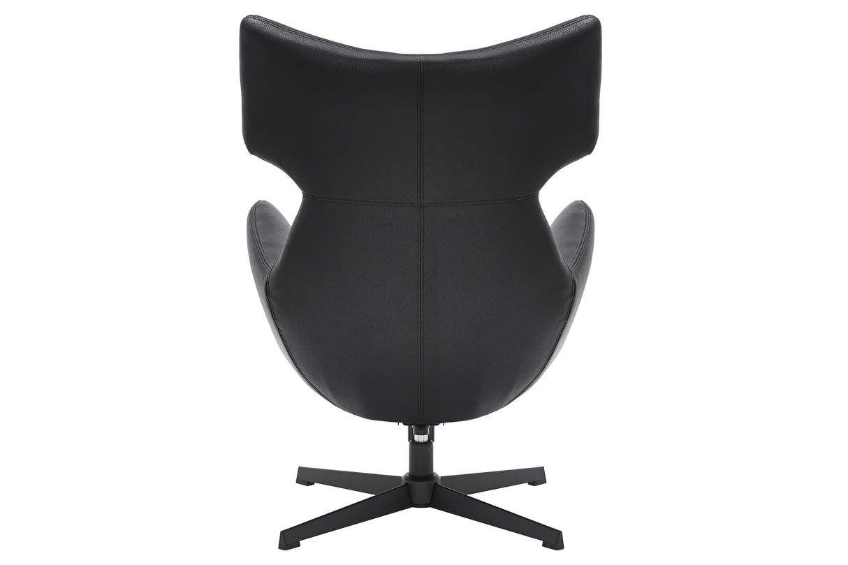 Sessel VOGUE 360° drehbar Kunstleder schwarz mit schwarzem Metallgestell