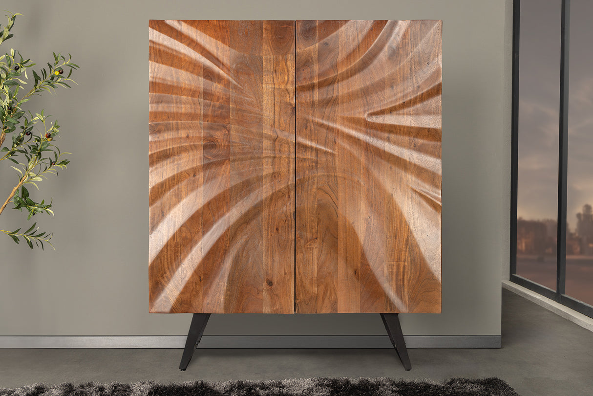 Highboard HURRICANE 120cm 3D brown acacia wood