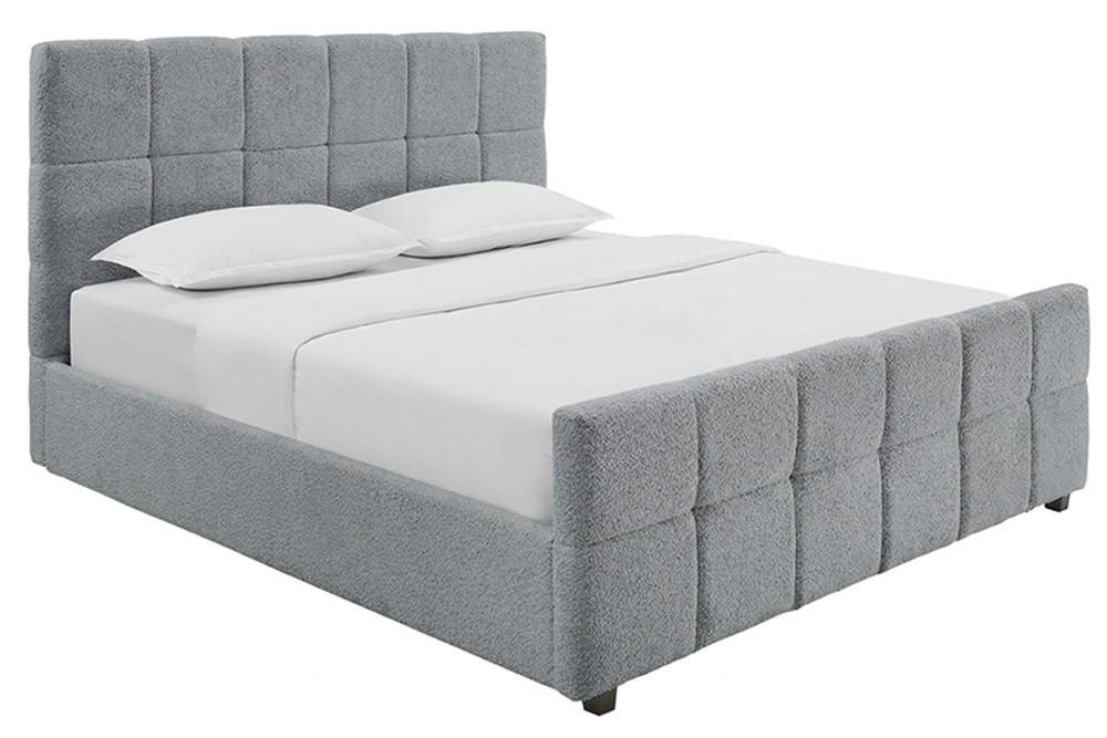Bed PRESTIGE 180x200cm w/ storage space bouclé grey