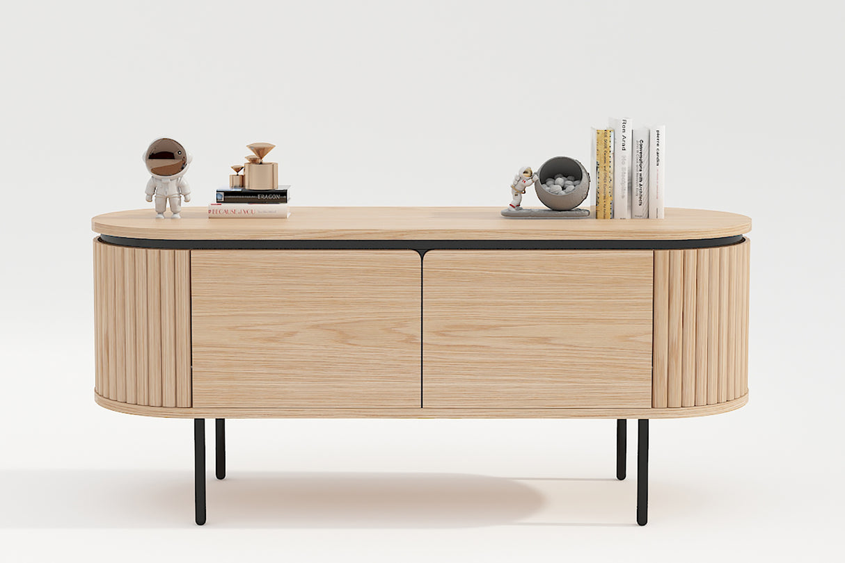 TV-Board ATELIER 120cm natural oak wood look w/ black legs