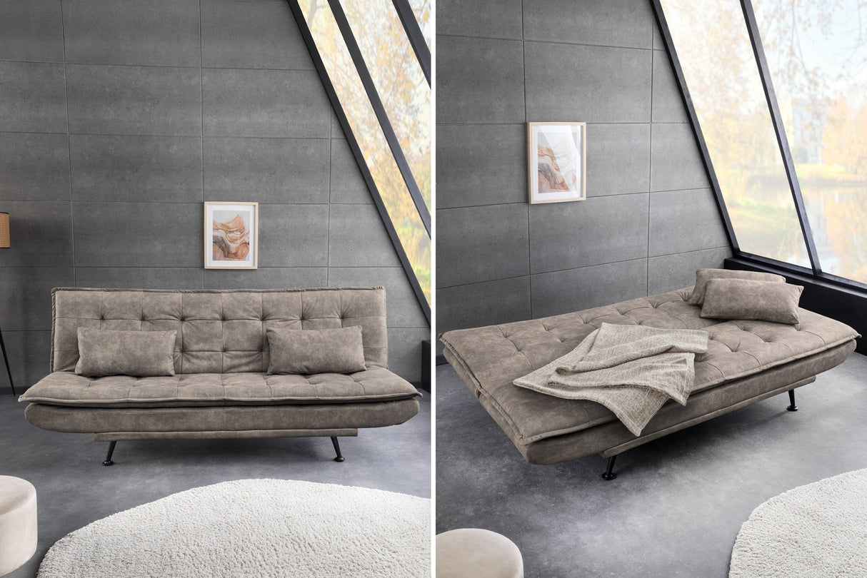 Sofa bed JAZZ 195cm 3-seater microfibre taupe