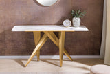 Console ART LIVING 140cm ceramic white marble top w/ champagne golden frame