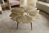 Couchtisch GINKGO LEAVES 95cm gold mit schwarzen Beinen
