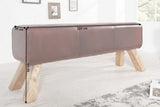 Bench BOCK 120cm genuine leather and mango wood brown