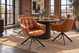 Swivel chair PAPILLON 180° rotatable w/ armrests leather cognac