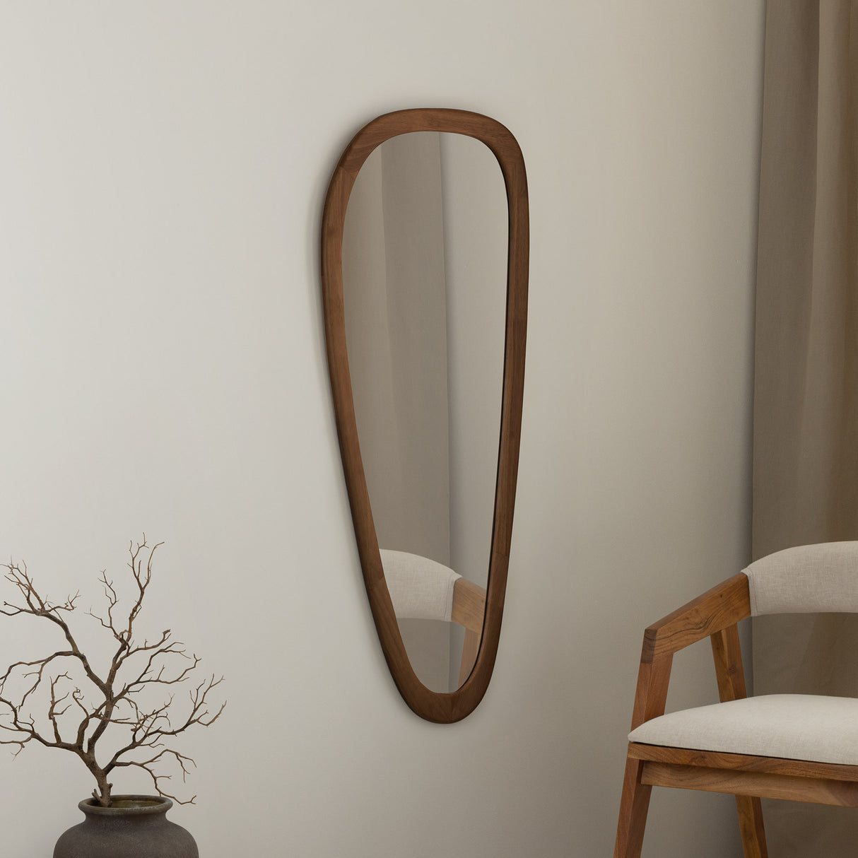 Wall mirror ORGANIC 120cm massive wood walnut wood look