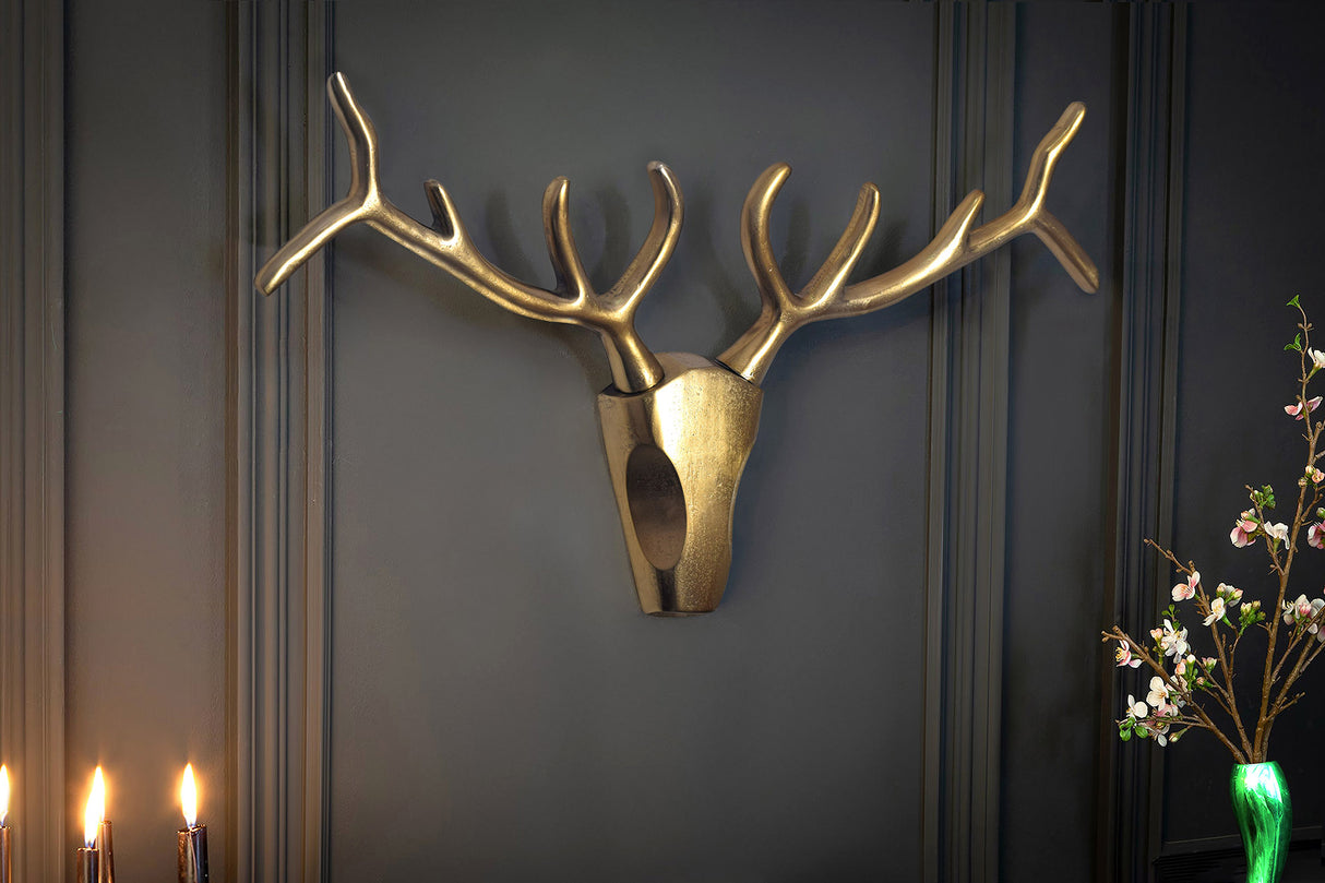 Hirschgeweih VEADO 90cm Aluminium gold