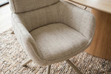 Swivel chair UNIQUE 180° auto-return w/ armrests chenille fabric beige champagne